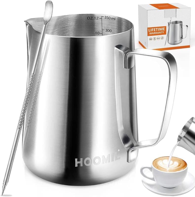HOOMIL 12oz stainless milk frothing pitcher product photo